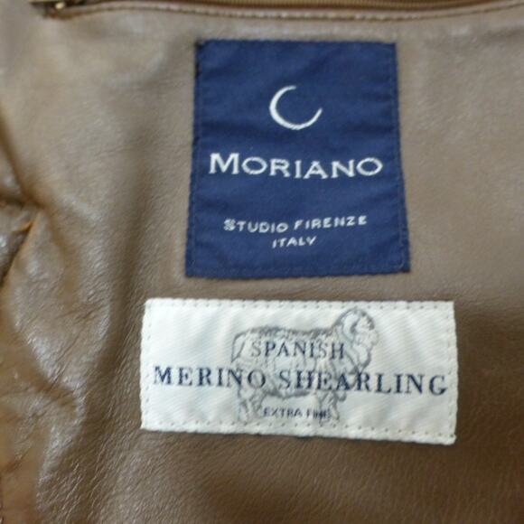 Moriano Spanish Merino Shearling Coat Mens 38 Brown Button Front - Picture 6 of 15
